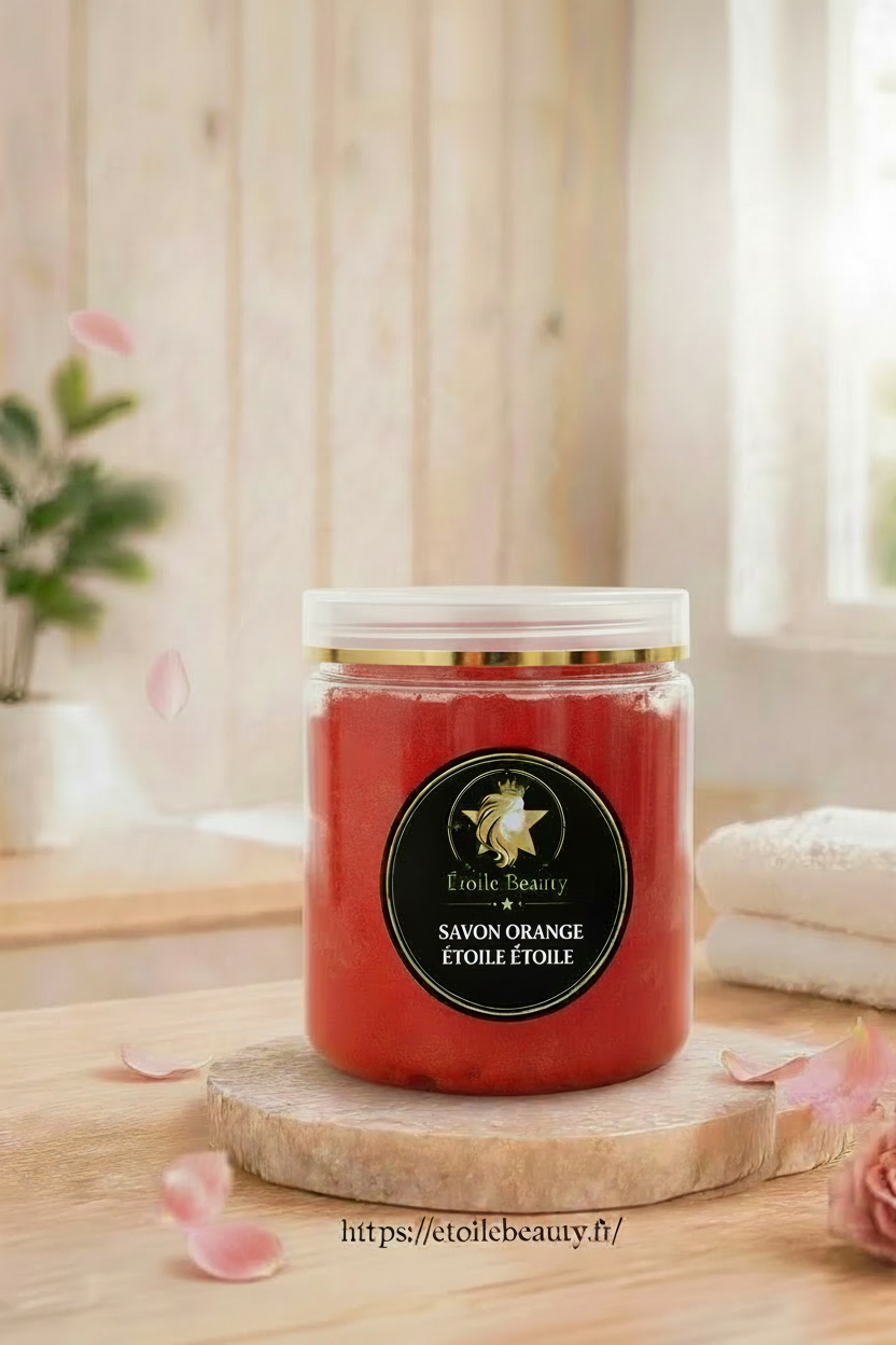 Savon Orange Étoile - texte blanc
